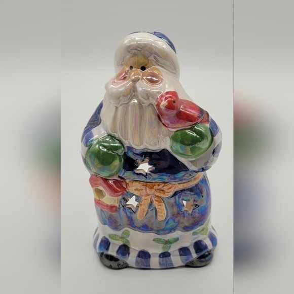 Holiday Traditions Santa Candle Holder Decor Christmas Xmas set of 2 - Picture 4 of 7